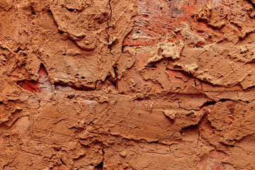 brick wall background anointed with clay