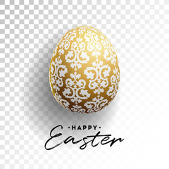 Vector Illustration of Happy Easter Holiday with Painted Egg on Transparent Background. International Celebration Design with Typography for Greeting Card, Party Invitation or Promo Banner.
