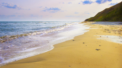 the yellow sand beach near the sea