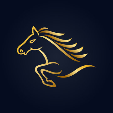 Mascot horse golden on black background