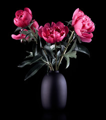 Bouquet of pink peonies in a vase