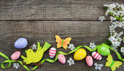Easter eggs and spring  blossom