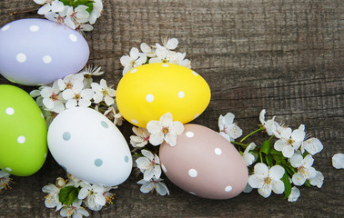 Easter eggs and spring  blossom