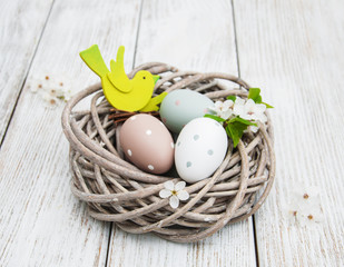 Easter eggs and spring  blossom