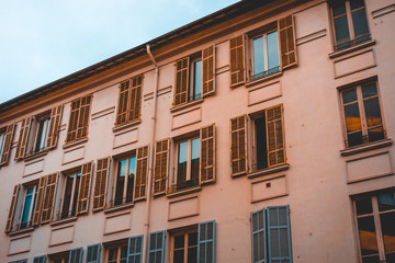 Fototapeta na wymiar orange ancient house with small windows