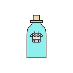 Bottle of Milk Food Thin Line Icon Illustration