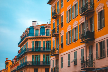 Fototapeta premium typical houses at nice, with green windows
