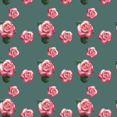 Rose watercolor flower pattern, seamless background
