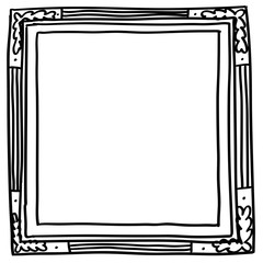 Hand drawn square black frame, isolated on white background