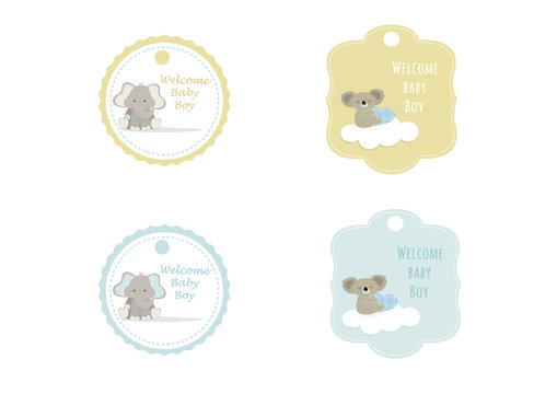 set etichette nascita bambino