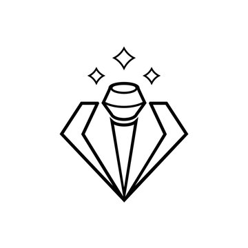 elegant diamond microphone line vector illustration