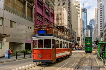 Foto op Plexiglas Old trams in Hong Kong Street © Maks_Ershov