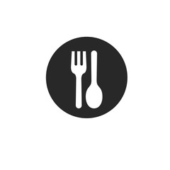 vector illustration sign with spoon and fork on dish. Food or Meal icon - obrazy, fototapety, plakaty