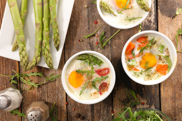 baked egg with cream and smoked salmon