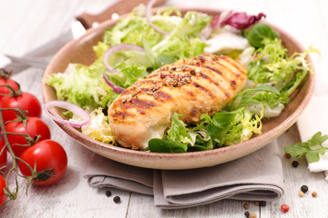 chicken breast and salad