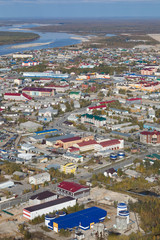 Top view of the Tarko-sale town, Yamalo-Nenets Autonomous Okrug