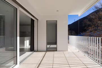 Modern house terrace with railing