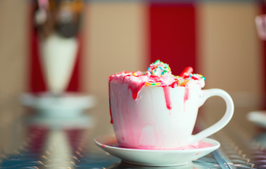 Cappuccino, lattechino with whipped cream