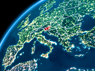 Map of Slovenia at night