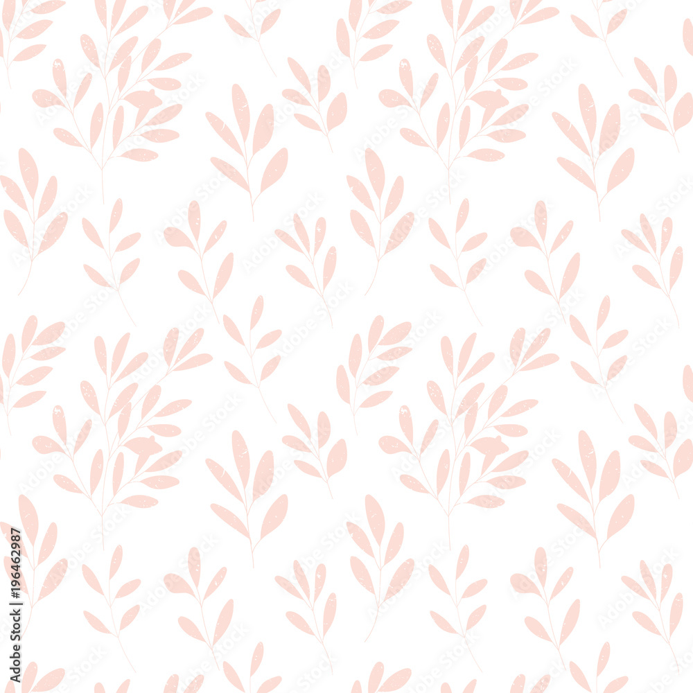 Poster vector botanical seamless pattern with textured hand drawn twigs.