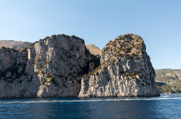 A view of the Amalfi Coast between Sorrento and Positano. Campania. Italy
