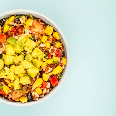 Vegetarian Or Vagan Mexican Style Rice And Avocado Salad