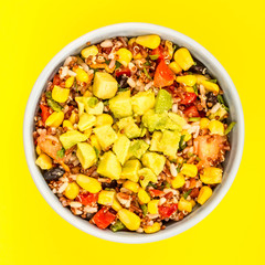 Vegetarian Or Vagan Mexican Style Rice And Avocado Salad