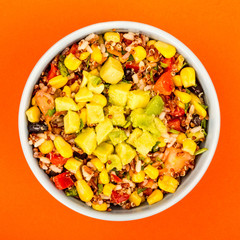 Vegetarian Or Vagan Mexican Style Rice And Avocado Salad