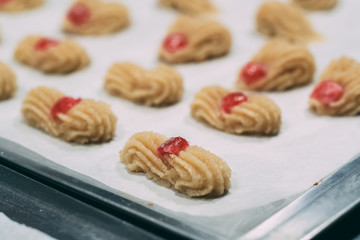 Making of delicious italian almond pastries from Puglia region