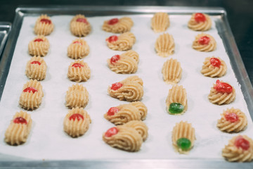 Making of delicious italian almond pastries from Puglia region