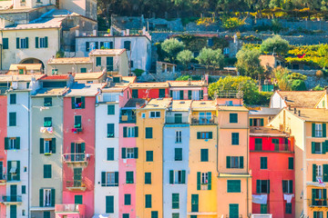 Fototapeta na wymiar Colorful facades of houses of Portovenere, Liguria, Italy