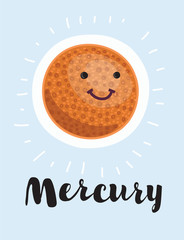 Cartoon planet mercury. Vector clip art illustration with simple gradients. All in a single layer.