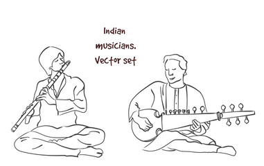 Vector silhouette of indian musician