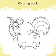 Color the cute cartoon unicorn - coloring page for kids