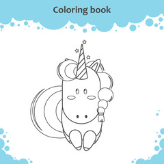 Color the cute cartoon little unicorn - coloring page for kids