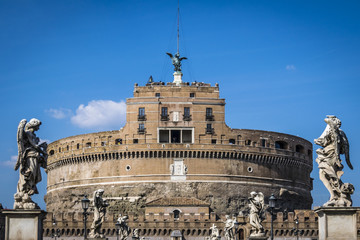 Ancient Castel Saint'Angelo in Rome, Italy.  Castel Saint’Angelo in Rome. This Fortress was built as a mausoleum for the Emperor Hadrian. 