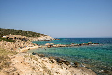 Naklejka na ściany i meble Beautiful Tigania beach on Greek peninsula Sithonia, part of larger peninsula Chalkidiki