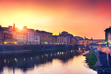 Fototapeta na wymiar View of Florence at sunset, Italy, Toscana