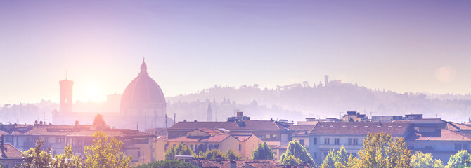 Panoramic view of the Florence on a sunny day, Italy, Toscana © R