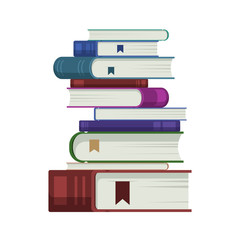 Fototapeta premium Many Books Lay on iSolated White Background. Education concept in Flat Vector illustration.