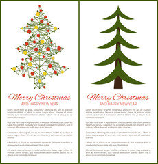 Merry Christmas Happy New Year Posters with Tree