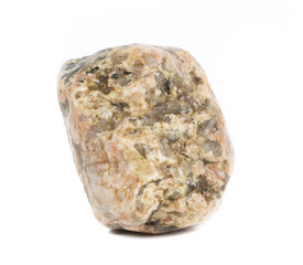 Single natural stone on white background, close-up
