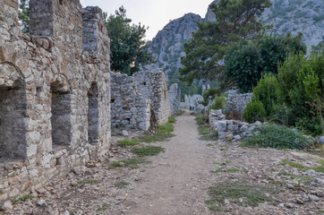 Fototapeta na wymiar ruins of ancient Lycian town of Olympos near Cirali Kumluca region, Antalya province, Turkey