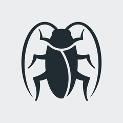 Icono plano cucaracha en fondo gris