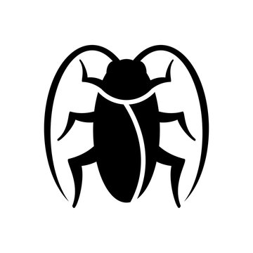 Icono plano cucaracha en color negro
