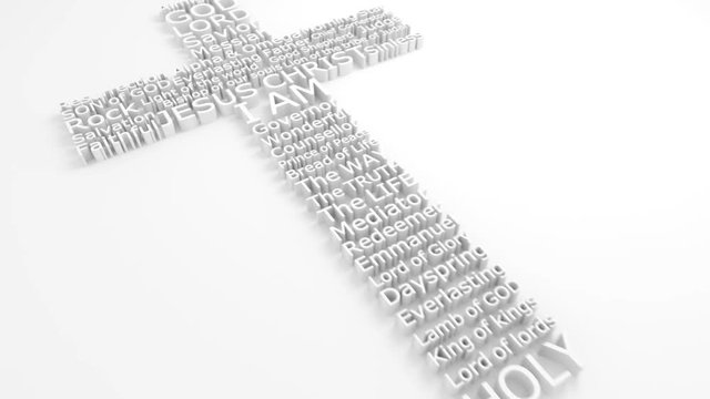 3D Cross Composed of The Many Biblical Names of JESUS CHRIST