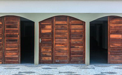 Wooden door. This photograph was taken in Matinhos,Paraná, Brazil, 2018.