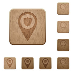 Police station GPS map location wooden buttons