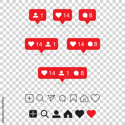 set of social media icons inspired by instagram like follower comment home - follower search instagram