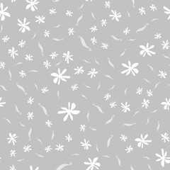 Fototapeta na wymiar Seamless pattern with vanilla, flowers and pods. Botanical vector illustration in cute style for textile